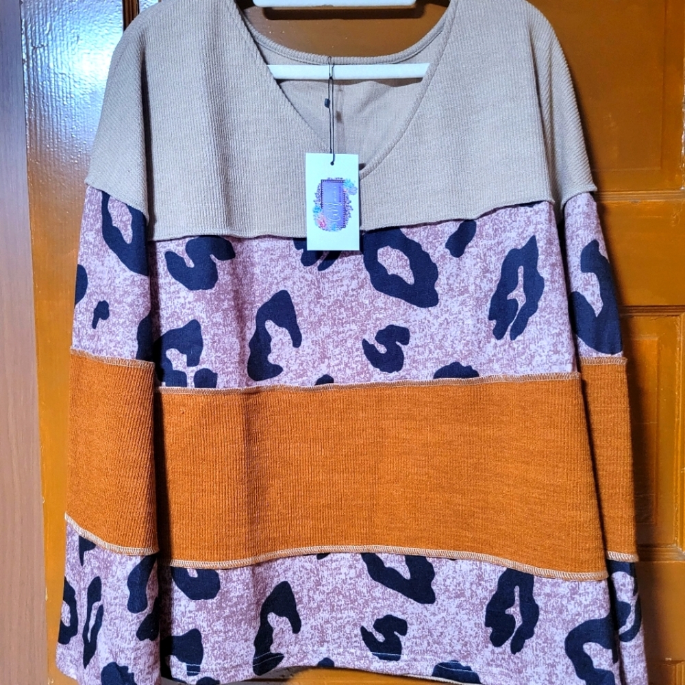Leopard Colorblock Top